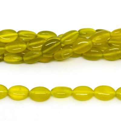 Serpentine Yellow Jade Flat Oval 12mmx8mm strand 32 beads
