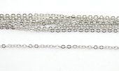 White gold plate Brass Chain cable 2x1.5mm per Meter -findings-Beadthemup