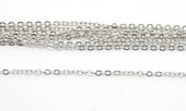 White gold plate Brass Chain cable 2x1.5mm per 50cm-findings-Beadthemup