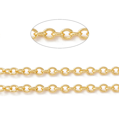 Brass 18k Gold Plated Chain Rollo 2.6x2.2mm Per Meter
