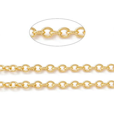 Brass 18k Gold Plated Chain Rollo 2.6x2.2mm Per 50cm