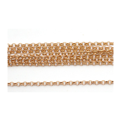 ROSE Gold plate Brass Chain Rollo 2.5mm per Meter