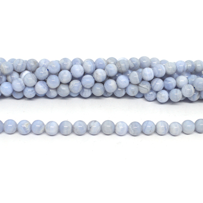 Blue Lace Agate Polished round 6mm strand 58 beads