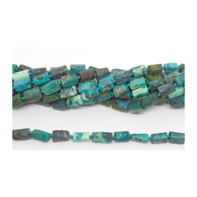 Chrysocolla Rough Faceted tube 12x6mm strand 33 beads 