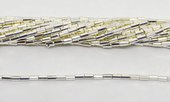 Hematite plated Silver colour faceted tube 4x2mm strand 90 beads-beads incl pearls-Beadthemup