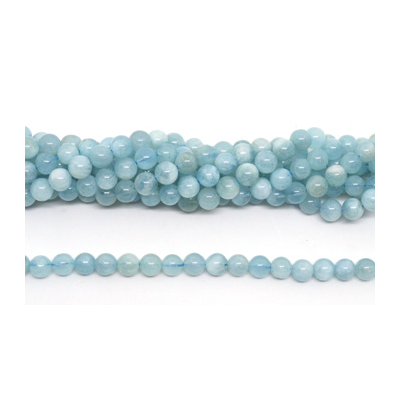 Aquamarine Polished Round 8mm strand 53 beads