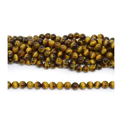 Tiger Eye Polished Round 12mm strand 33 beads