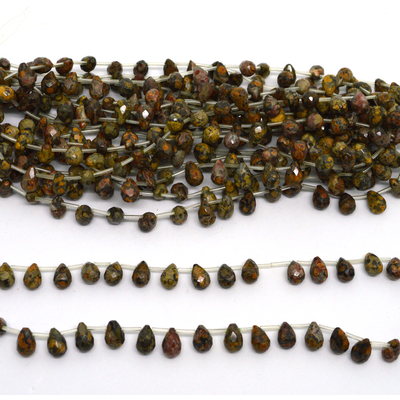 Picture Jasper 10mm x 7mm Briolette strand 38 beads