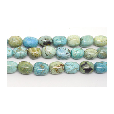 LAST STRAND Blue Opal African Polished Nugget 15x20mm Strand 20 beads
