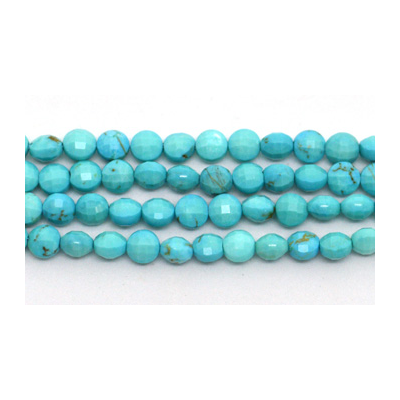 Turquoise dyed Faceted flat round 4mm EACH BEADS