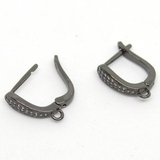 Sheppard CZ Euro back  Black Rhodium Brass 16mm incl ring Pair-findings-Beadthemup