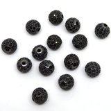 Bead CZ Black Rhodium Brass Round 8mm 4 pack-silver, rhodium and gold plate-Beadthemup