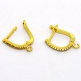 Sheppard Euro CZ Gold plate Brass 19mm incl ring Pair-silver, rhodium and gold plate-Beadthemup