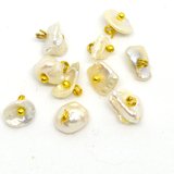 Fresh Water Pearl Keshi 7mm Gold plate hand wrapped drop pack of 10-silver, rhodium and gold plate-Beadthemup