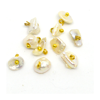 Fresh Water Pearl Keshi 7mm Gold plate hand wrapped drop pack of 10