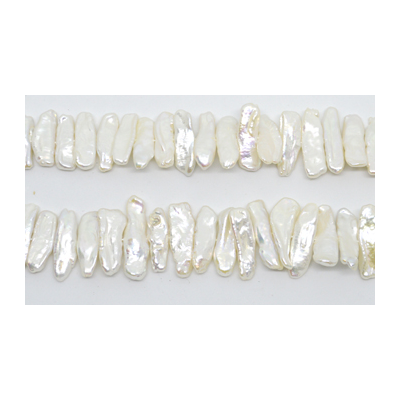 Fresh Water Pearl Biwa Center drill 9-10mmx30mm strand 44 beads