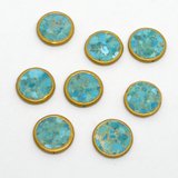 Turquoise Blue 22mm flat round Composite w/Copper bezel EACH-beads incl pearls-Beadthemup