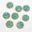 Turquoise Blue 22mm flat round Composite w/Copper bezel EACH