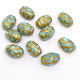 Turquoise w/Copper olive 15x20mm EACH BEAD-beads incl pearls-Beadthemup