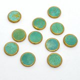 Turquoise Green 22mm flat round w/Copper bezel EACH-beads incl pearls-Beadthemup
