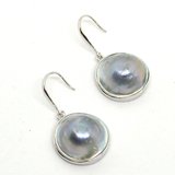 Sterling Silver 20mm Mabe Pearl Earrings-jewellery-Beadthemup