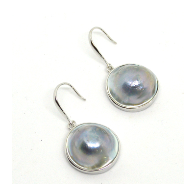 Sterling Silver 20mm Mabe Pearl Earrings