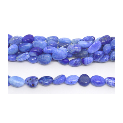 Agate Dyed blue crackled nugget app 11x15mm strand 30 beads