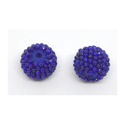 Lapis 13x15mm woven 2mm beaded bead EACH