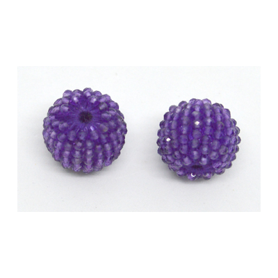 Amethyst 13x15mm woven 2mm beaded bead EACH