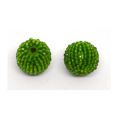 Chrome Diopside 13x15mm woven 2mm beaded bead EACH