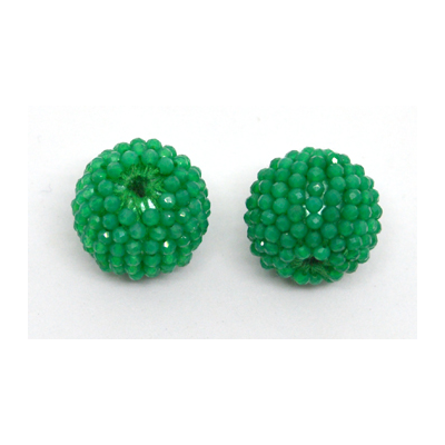 Green Onyx 13x15mm woven 2mm beaded bead EACH
