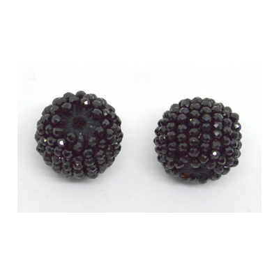 Spinel black 13x15mm woven 2mm beaded bead EACH