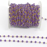 Amethyst app.4mm Fac.round Vermeil handmade Chain per 50cm-beads incl pearls-Beadthemup