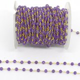 Amethyst app.4mm Fac.round Vermeil handmade Chain per Meter-beads incl pearls-Beadthemup