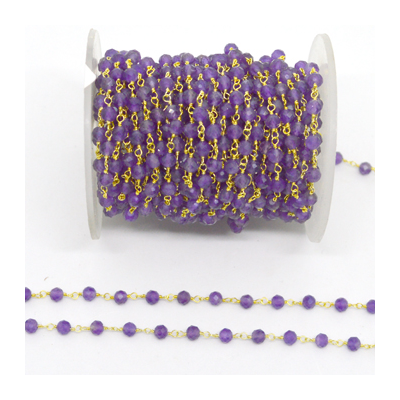 Amethyst app.4mm Fac.round Vermeil handmade Chain per 50cm