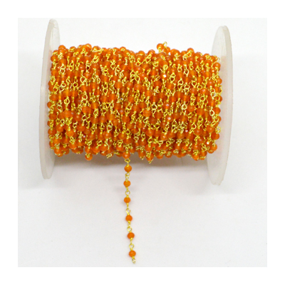 Carnelian app.3x2mm Fac.rondel Vermeil handmade Chain per Meter