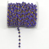 Lapis app.4mm Pol.round Vermeil handmade Chain per Meter-beads incl pearls-Beadthemup