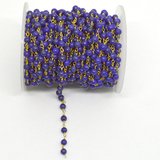 Lapis app.4mm Pol.round Vermeil handmade Chain per 50cm-beads incl pearls-Beadthemup
