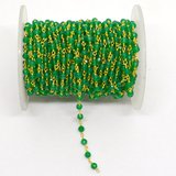 Green Onyx app 4mm Fac round Vermeil handmade Chain per Meter-beads incl pearls-Beadthemup