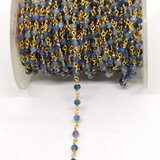 Kyanite  app 3mm Fac round Vermeil handmade Chain per Meter-beads incl pearls-Beadthemup