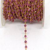 Pink Tourmailine app 3.3mm Fac round Vermeil handmade Chain per Meter-beads incl pearls-Beadthemup