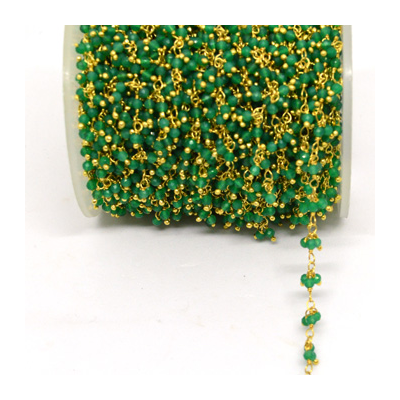 Green Onyx 2mm multi drop Vermeil handmade Chain per Meter