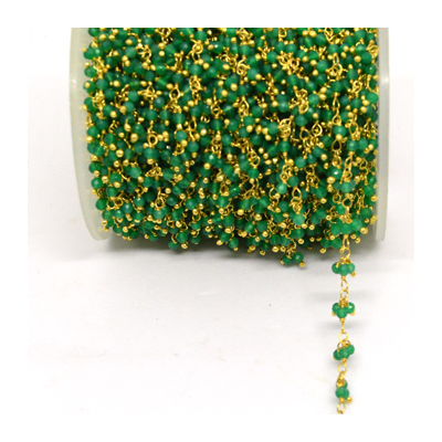 Green Onyx 2mm multi drop Vermeil handmade Chain per 50cm