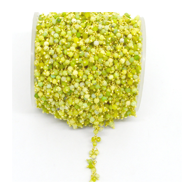 Green Opal 3mm multi drop Vermeil handmade Chain per 50cm