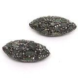 Pave Crystal and Labradorite Bead Olive 35x15mm EACH BEAD-beads incl pearls-Beadthemup