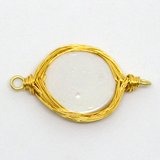 Coin F.W.Pearl 14k Gold fill wrapped Connector 20mm EACH-beads incl pearls-Beadthemup