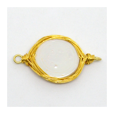 Coin F.W.Pearl 14k Gold fill wrapped Connector 20mm EACH