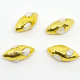 Fresh Water Pearl Gold plate Bead 35x20mm EACH BEAD-beads incl pearls-Beadthemup