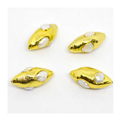 Fresh Water Pearl Gold plate Bead 35x20mm EACH BEAD