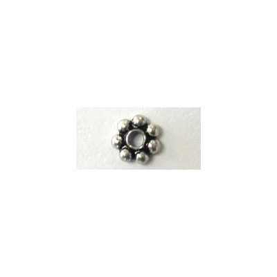 Sterling Silver Bead Daisy oxidised 4mm 40 pack